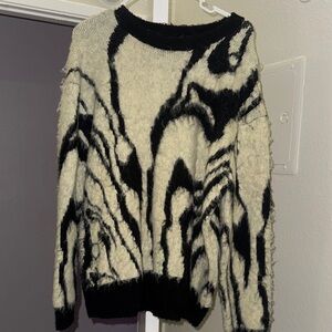 Zara Black and Cream Abstract Sweater